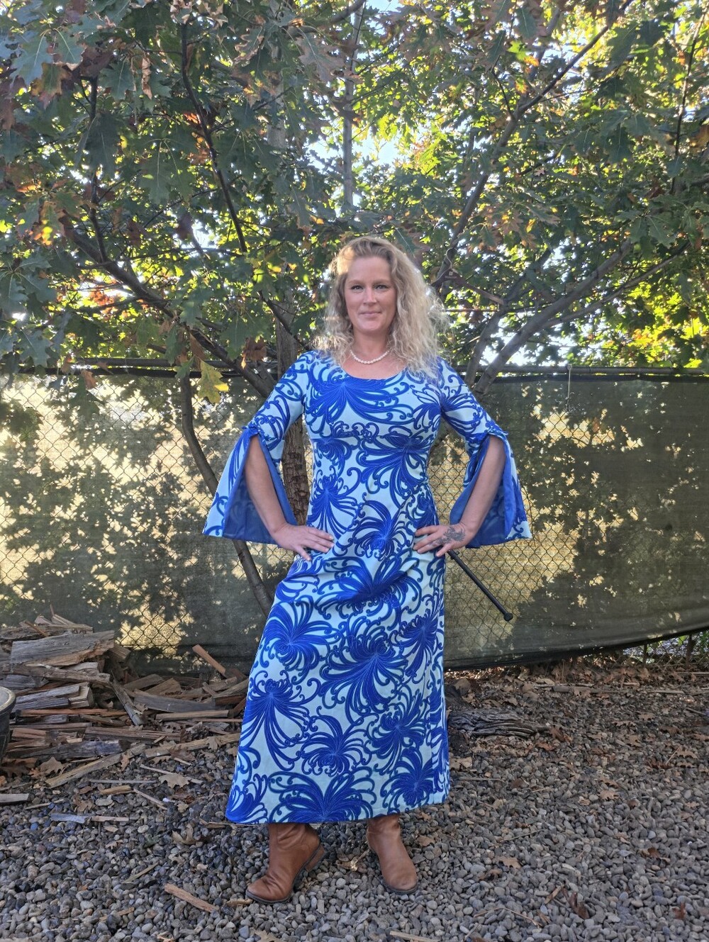 Vtg 60s Hawaii Nei Psychedelic Hostess Maxi Gown Mod Tiki Culture Resort Wear